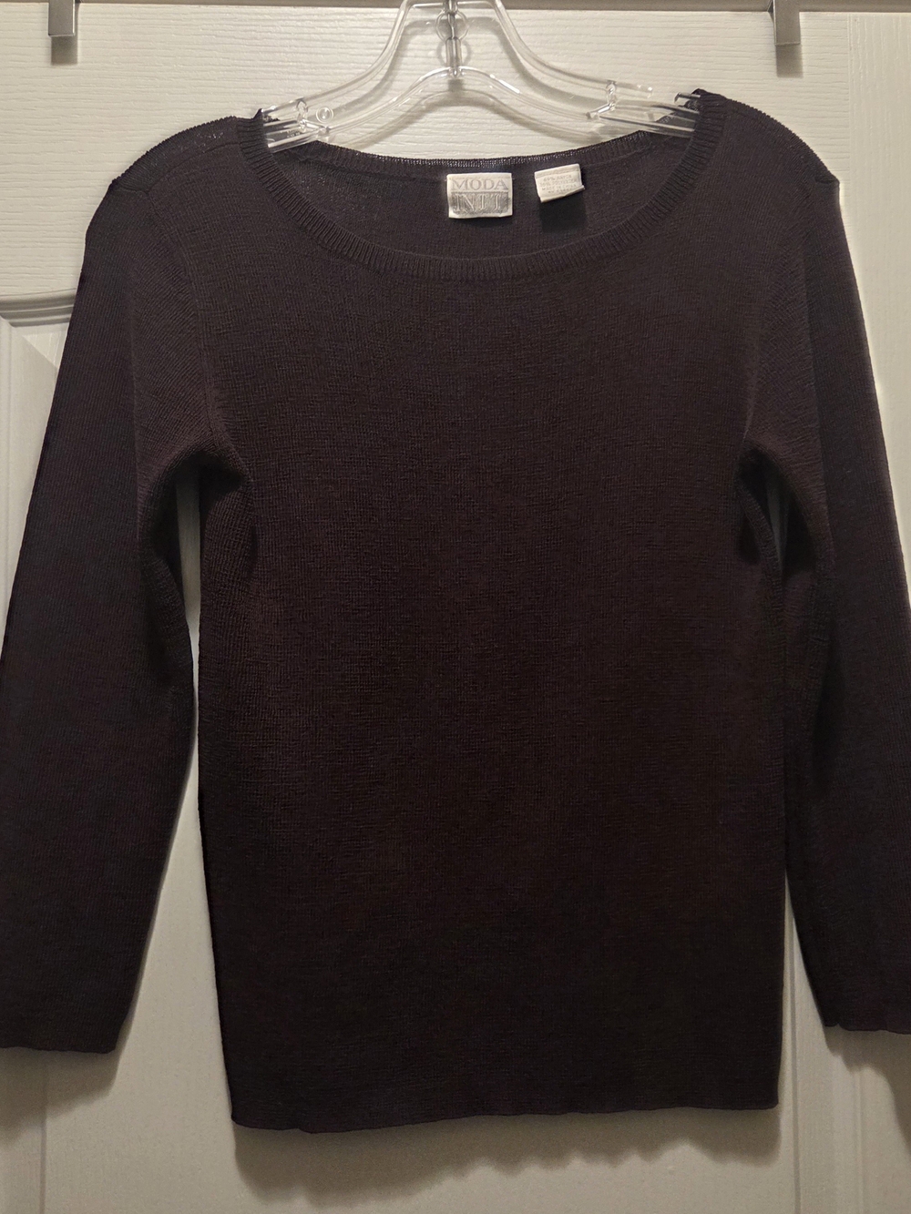 Moda International Women's Purple Scoopneck Lightweight Sweater